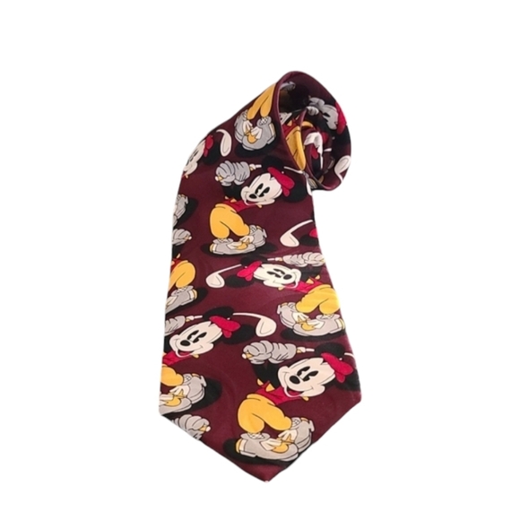 Vintage Cervantes Disney Mickey Mouse Silk Suit Tie Golfing Golfer Golf - Picture 2 of 12